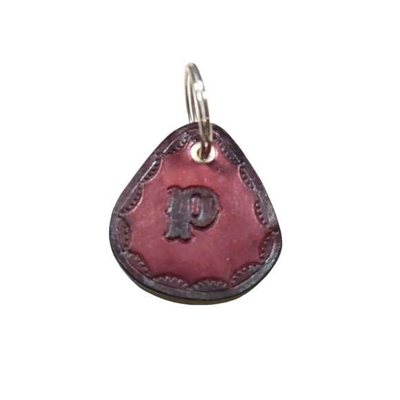 Monogram P Leather Keychain Western - Picture 1 of 3
